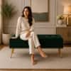 Doe Buck Velvet Tufted Storage Bench in Green Colour with Gold Legs