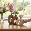 Earth Tone Ribbed Abstract Cutout Vases