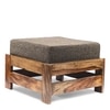 Amber Sheesham Wood Foot Stool in Teak Finish with Jute Brown Cushion