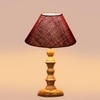 Devansh Maroon Jute Table Lamp With G Wood Natural Base (10X10X16) Inches)-36