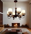 Eliante Chandelier, 6-Light Mild Steel Ceiling Fixture For Living Room, Modern Lighting