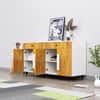 Hexa Red Multipurpose Storage Cabinet With 2 Drawer 4 Door in Frosty White And Giant Wood Colour