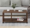 BLUEWUD Taury Engineered Wood Coffee Center Sofa Tea/Teapoy Console Table with Wheels or Casters for Sofa Set Living Room Home Hall Furniture (Brown Maple)