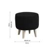 Doe Buck Parker Velvet Round Ottoman Stool in Black Colour with Wooden Legs