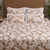 Coffee Floral 5 Pcs Super King Bedsheet Set  With 2 Pillow Covers With 2 Cushions