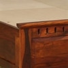 Zvya Solid Wood Queen  Size Upholstered Bed With Box Storage (Honey Finish)