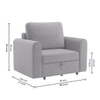 Baruna 1 Seater Velvet Pull Out Sofa Cum Bed with Storage In Grey Color