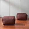 Cuboid Collection Brown Faux Leather Pouf Ottoman Set Of 2