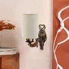 Devansh Metal Electric Wall Light in Antique Gold Colour with White Shade Count of 1 Light