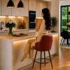 Doe Buck Luxury Faux Leather Counter Height Bar Stool in Brown Colour