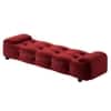 Melon Velvet 5 feet Ottoman Bench in Maroon Color