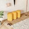 Wooden Twist Molecule Boucle Upholstered Ottoman Bench in Yellow Colour