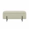 Doe Buck Luxury Boucle Storage Bench in Sage Colour with Black Metal Legs