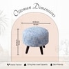 Slub Jacquard Wooden Ottoman in Blue Color