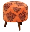 Samuel Solid Wood  Ottomon in  Orange Colour