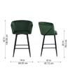 Doe Buck Velvet Counter Height Bar Stool in Green Colour