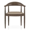 Dara Solid Wood Dining Chair in Danish Walnut Finish & Taupe Leatherette Colour