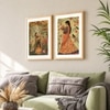 Mughal Women Flower Garden Set of 2 Framed Posters Wall Art 45x60 cm