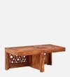 Lifty Sheesham Wood Nesting Coffee Table Set in Rustic  Teak Finish With Cushioned Stools