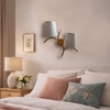 Devansh Metal Electric Wall Light in Gold Colour with Grey Shade Count of 2 Lights