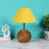 Yellow cotton with Natural Wood Table Lamp
