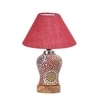 Devansh Conical Pink Jute Shade Lamp With Wood & Mosaic Glass Base For Decoration/Office/Home/Gifting/Study For Decoration/Office/Home/Gifting/Study -(10X10X14.5) Inches -A