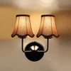 Devansh Dual Steel Metal  Wallmounted Lamp With Beige Jute  Shade
