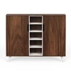 BLUEWUD Furlyn Engineered Wood Dual Tone 2 Doors Shoe Rack Cabinet Slipper Footwear Stand Organizer with Handle Less Desgin & 5 Closed Shelves can Store Up to 25 Pairs for Home (Brown Maple & White)