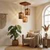 Oblique Brown Solid Wood Cluster Hanging Light