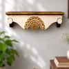 Multishade Colour Solid Wood Handcarved Gandiva Floating Wall Shelf with distres finish by DisooFashions