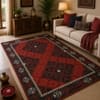 Imperial Knots Blue Red Pixel Kilim Hand Woven Dhurrie 4x6 Feet