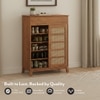 Fujiwara 20 Pair Solid Wood and Cane Shoe Cabinet With Drawer In Amber Walnut Finish