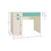 Kristina Kids Study Desk with Shuttered Cabinet and 2 Drawers in Light Wood Misty Turquoise Colour