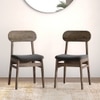 Lunar Solid Wood Dining Chair Set of 2 In Danish Walnut Finish With Urban Grey Fabric Colour