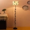 Cosette Multicolour Natural Fiber Floor Lamp with Black Iron Base