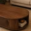 Orla Oval Sheesham Wood Grooved Coffee Table in Walnut Finish
