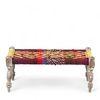 Oakville Sheesham Wood 2 Seater Maachi Bench In Assorted Multi-Colour Chindi & Yellow Rope Canning