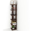 Bluewud Wudville Braine Engineered Wood Wall Mount Corner Shelf, Display Rack, (6 Square Shelves - Wenge)