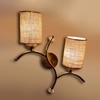 Devansh Metal Electric Wall Light in Gold Colour with Beige Shade Count of 2 Lights