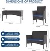 Carry Bird Wicker Patio Furniture Accessorie 4 Seater Sets In Black And Navy Blue Colour