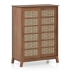 Fujiwara 24 Pair Solid Wood and Cane Shoe Cabinet In Amber Walnut Finish