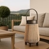 Luxe Home Hanging Bamboo Lantern with Handle or Glass Jar - 2025-329- Gold (23x15x15 cm)