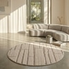 Handmade Round Wool Rug Modern Abstract Beige 10 Feet Carpet