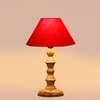 Devansh Red Cotton Table Lamp With  Wood Natural Base (10X10X16) Inches)-29