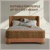 Heritage Cane Upholstered King Size Bed in Linen With Oak wood Frame