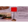 Rene Red Fabric Shade Table Lamp with Natural Wood & Iron Base