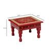 Desert Art Wooden Handpainted Pooja Chowki 12 x 12 Inch