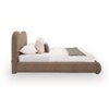 Ripple Fabric King  Size Bed With Hydraulic Storage (Coffee Oak Brown Finish, Tuscan Almond Colour)