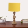 Devansh Yellow Cotton Table Lamp With  Wood Natural Base (7X17.5 Inches)-6