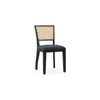 Argiro Solid Wood Dining Chair Set Of 2 In Mahogany Finish With Night Blue Velvet Fabric Colour